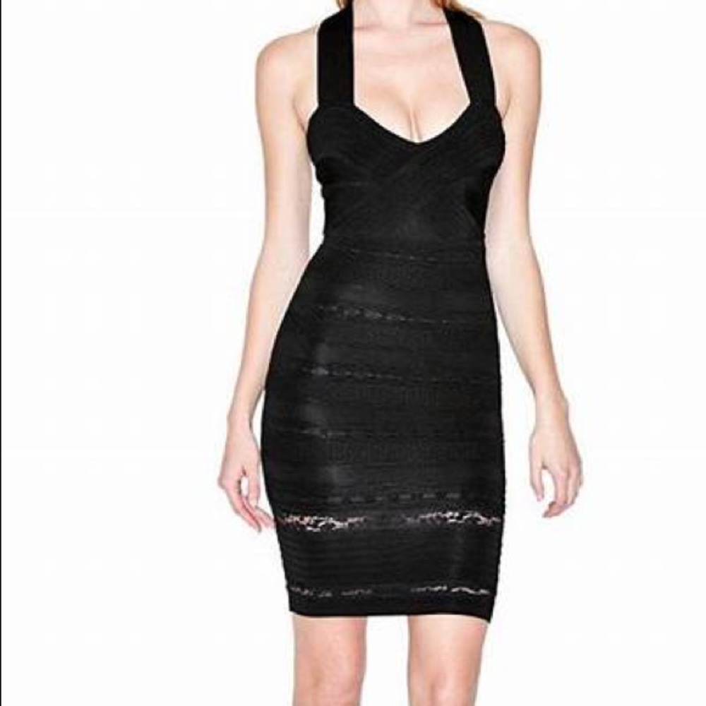 Marciano Black T-Back Banded Bodycon Dress
